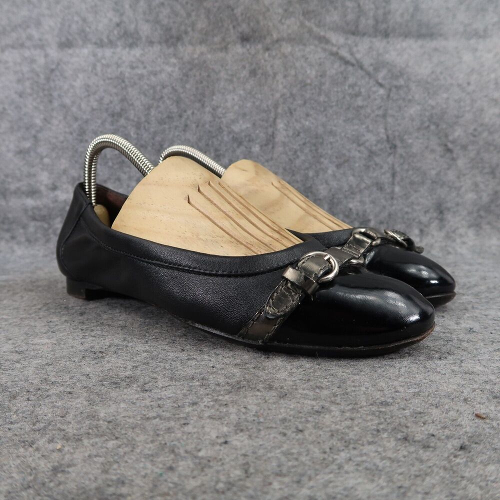 AGL Shoes Womens 37.5 Ballet Flats Monika Cap Toe Leather Fashion Buckle Detail
